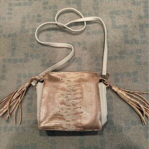 Chic Metallic Crossbody Bag with Tassels